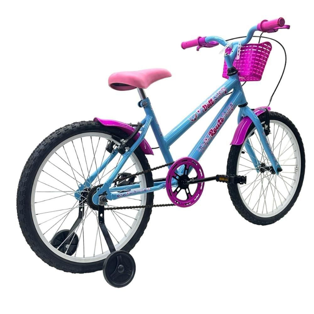 Bicicleta Aro 20 Feminina Infantil Cesta Rodinha Lateral