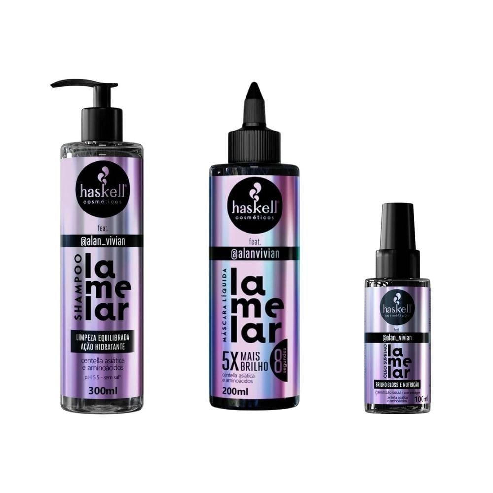 Kit Haskell Lamelar Shampoo + Máscara Líquida + Óleo Supremo