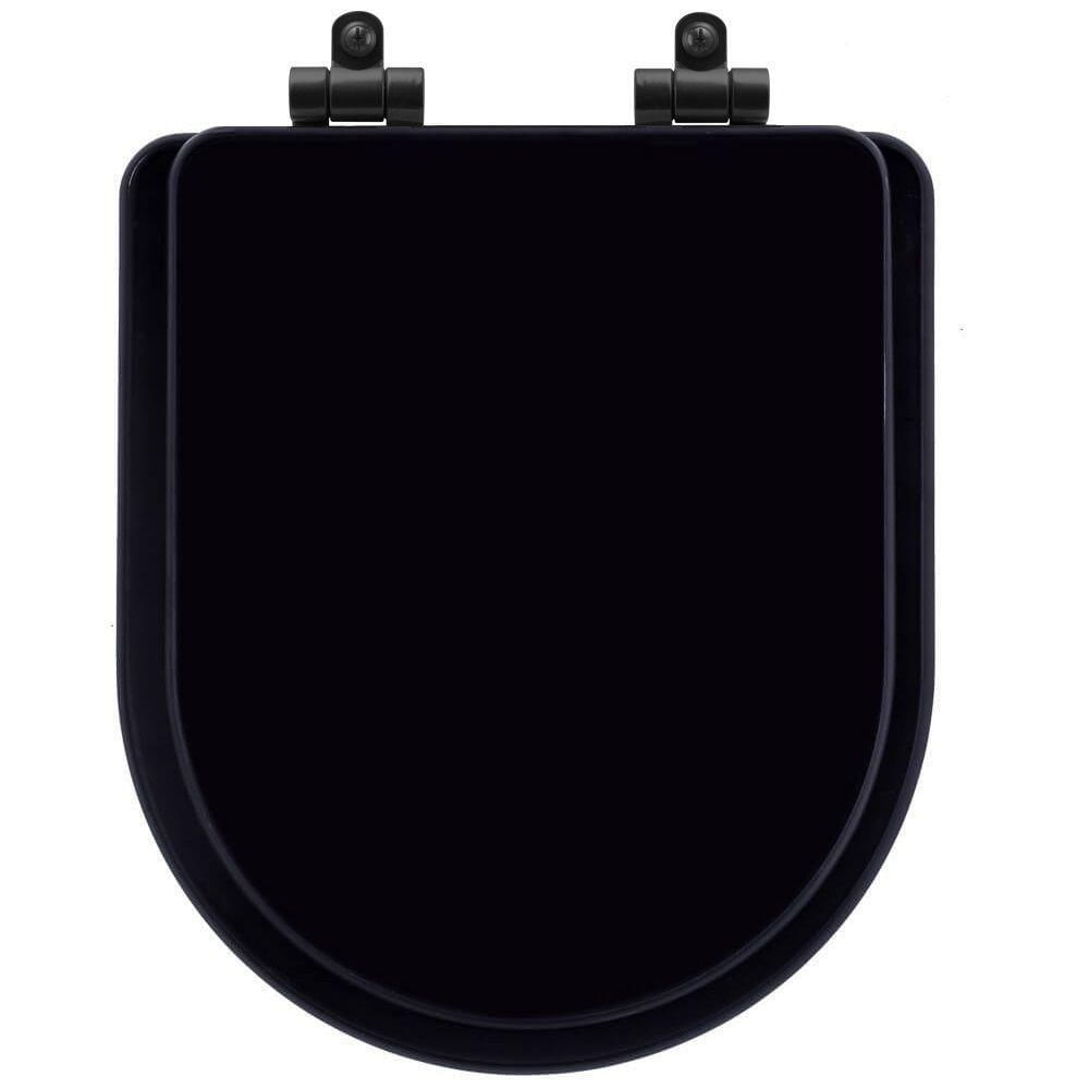 Tampa De Vaso Poliéster Com Fechamento Lento Level Preto Para Louça Deca Com Ferragem Preta