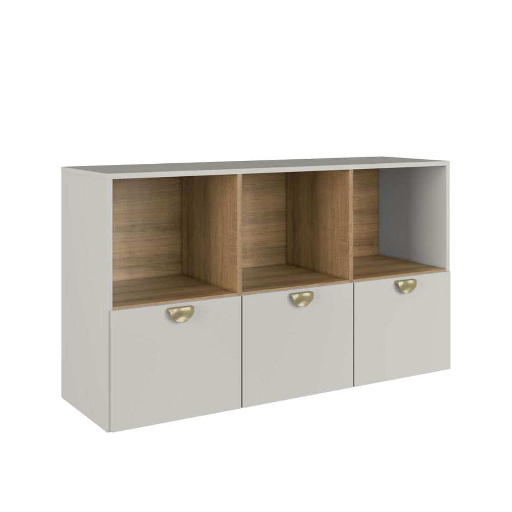 Cômoda Infantil Juvenil com 3 Gavetões e Nichos Arenas 122x38x70cm Dl1020 Lille