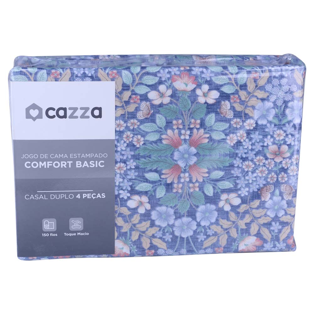 Jogo de Cama Casal Cazza Microfibra Floral Duplo 4 Peças - Item Sortido
