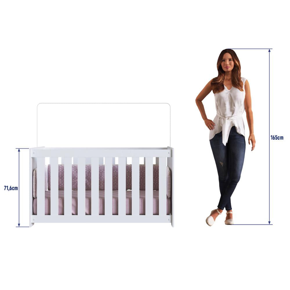 Berço com Regulagem e Colchão Branco Completa Móveis