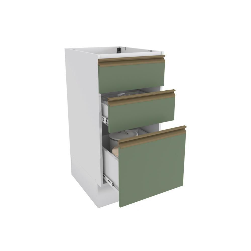 Balcão 3 Gavetas Kappesberg Celeste 100% Mdf Branco-verde Oliva 40cm