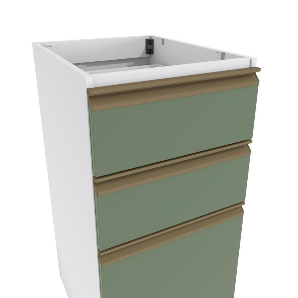 Balcão 3 Gavetas Kappesberg Celeste 100% Mdf Branco-verde Oliva 40cm