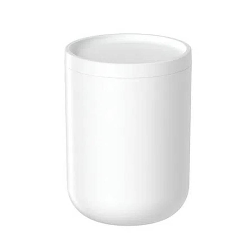 Porta Algodão e Cotonete com Tampa Branco Fosco Organizador Banheiro Lavabo Ou