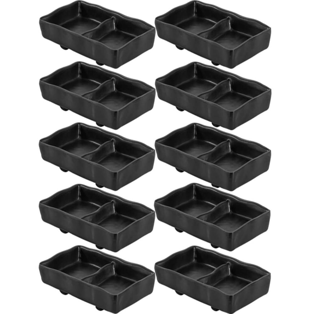 10 Molheiras de Melamina 2 Divisórias 60ml Porta Molhos para Servir Restaurante Profissional