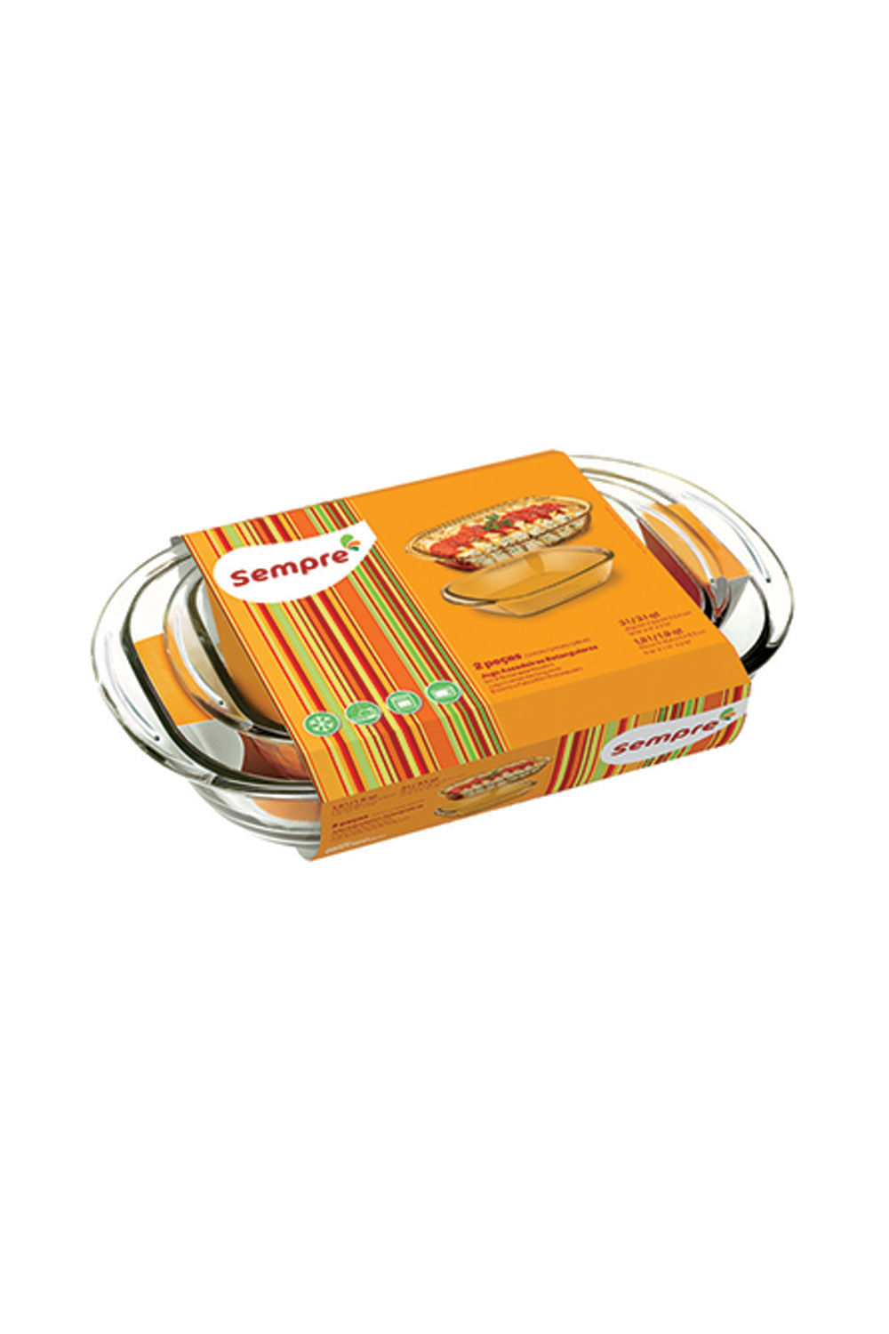 Conjunto de Assadeiras Retangular Nadir Sempre em Vidro 2 Peças