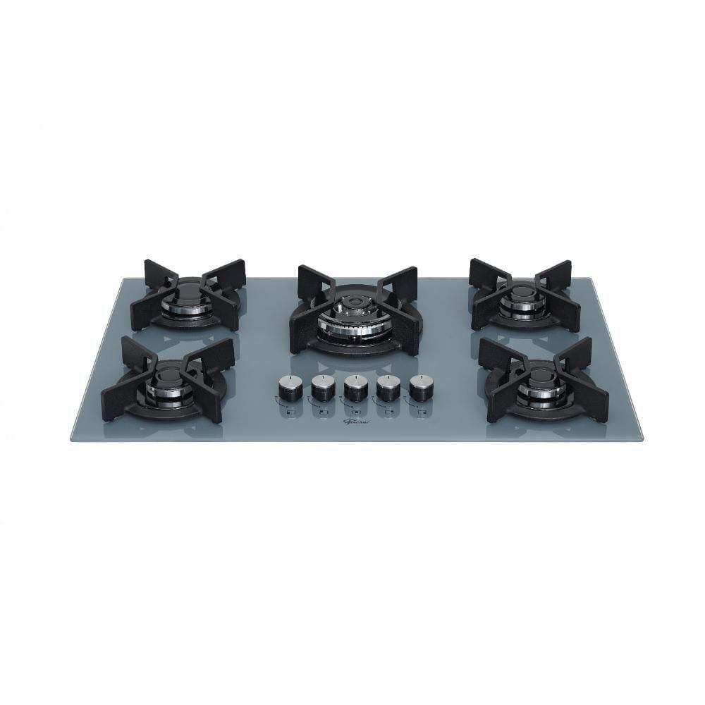 Cooktop A Gás Fischer 5 Bocas Tripla Chama Infinity Trempe De Ferro Fundido 82005 Eiger Bivolt