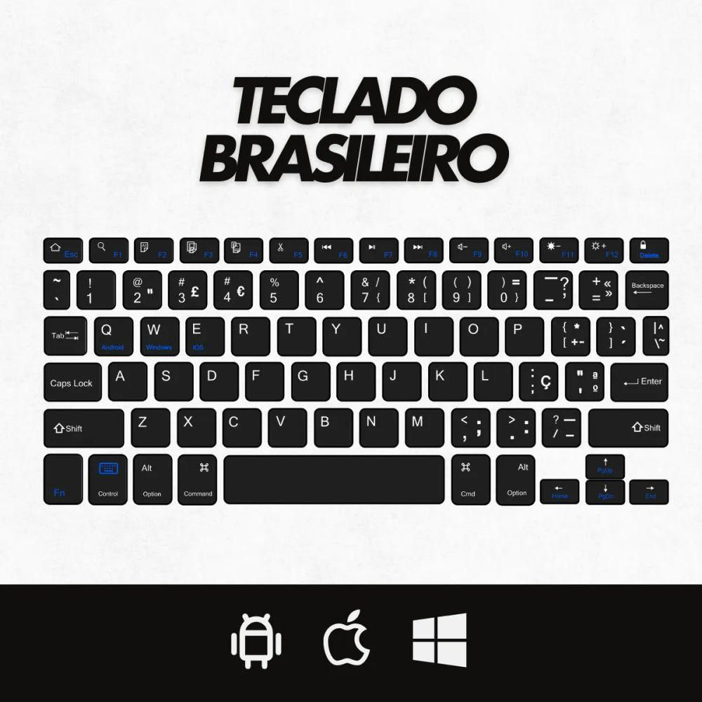 Teclado Sem Fio Bluetooth Recarregável Com Mouse - Preto