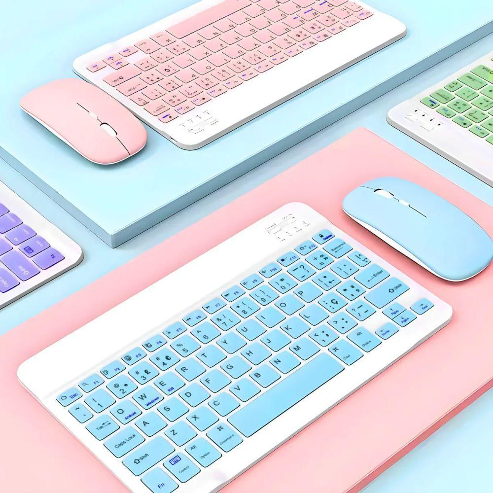 Teclado Sem Fio Bluetooth Recarregável Com Mouse - Preto