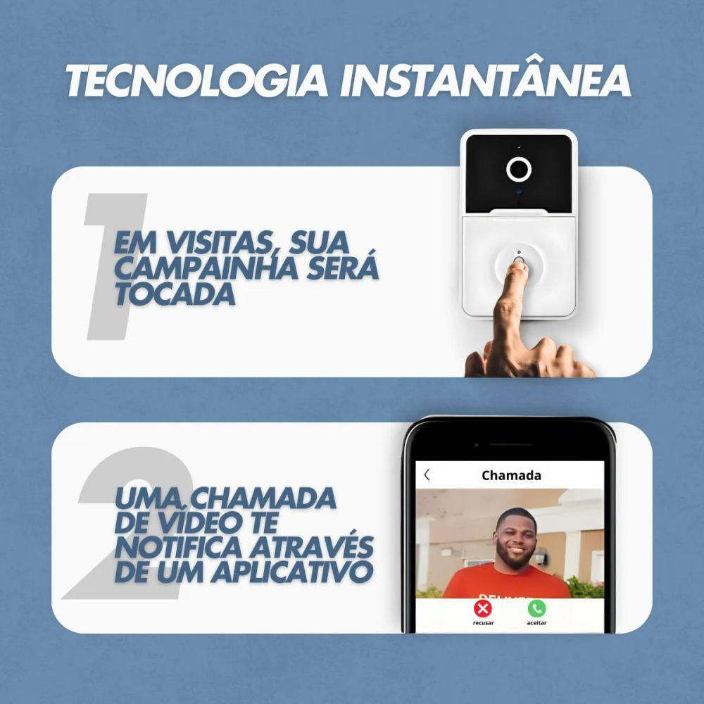 Campainha Interfone Wifi Com Câmera Sem Fio