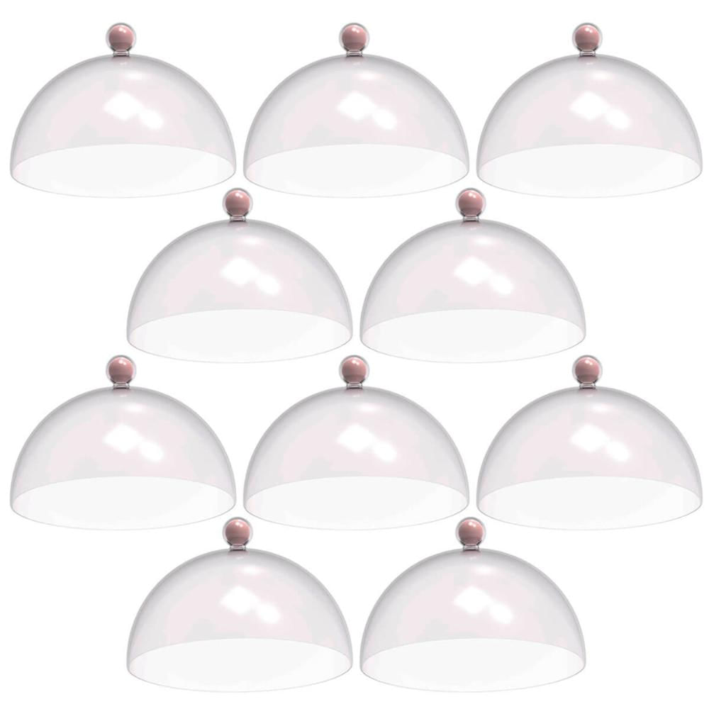 Kit 8 Cúpulas Plásticas 30cm Rosa para Bolo Torta Doces Hotel Confeitaria Bubble Crippa