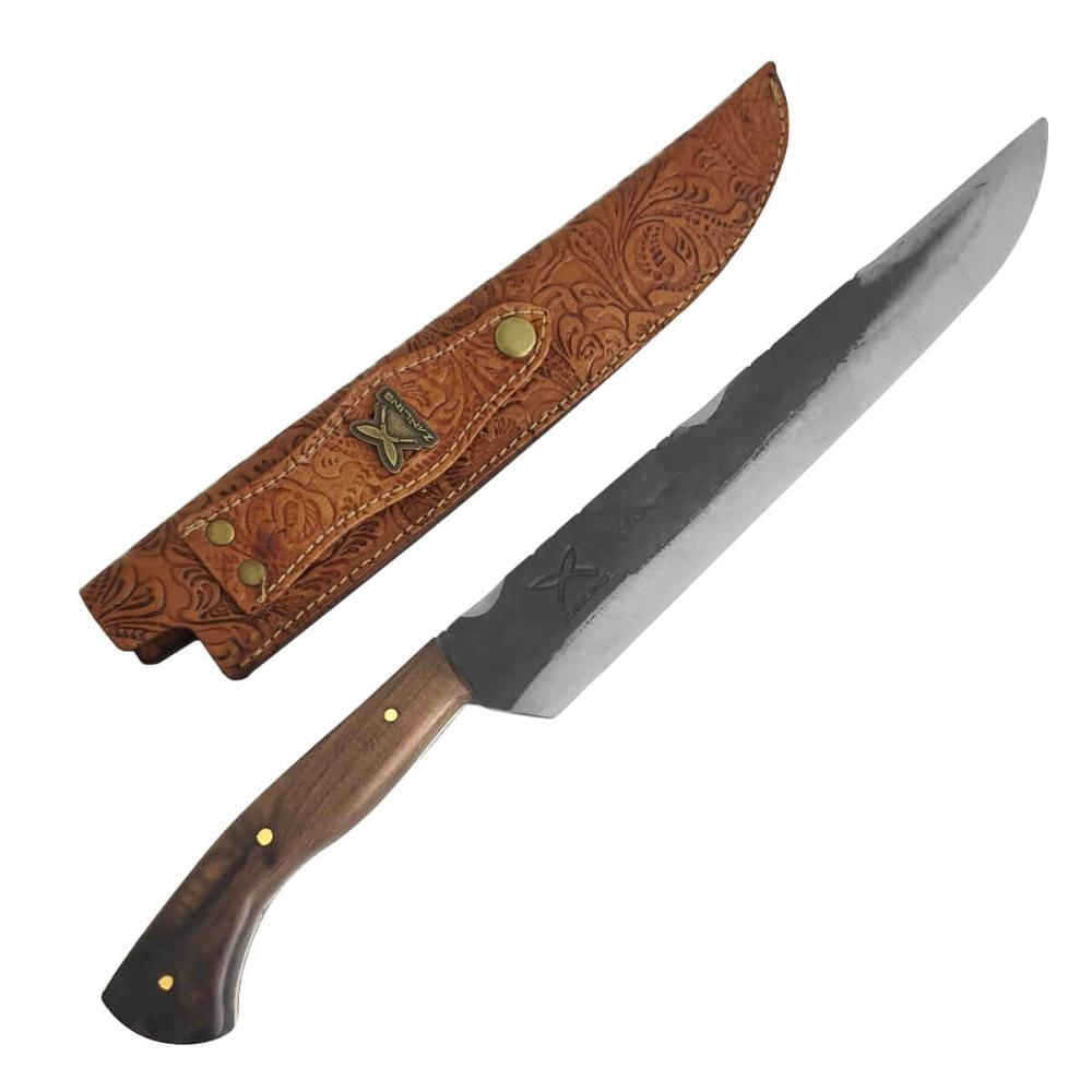 Faca Brut Forge 10' Modelo Antiga Artesanal Churrasco Aço Carbono Cabo Madeira Imbuia