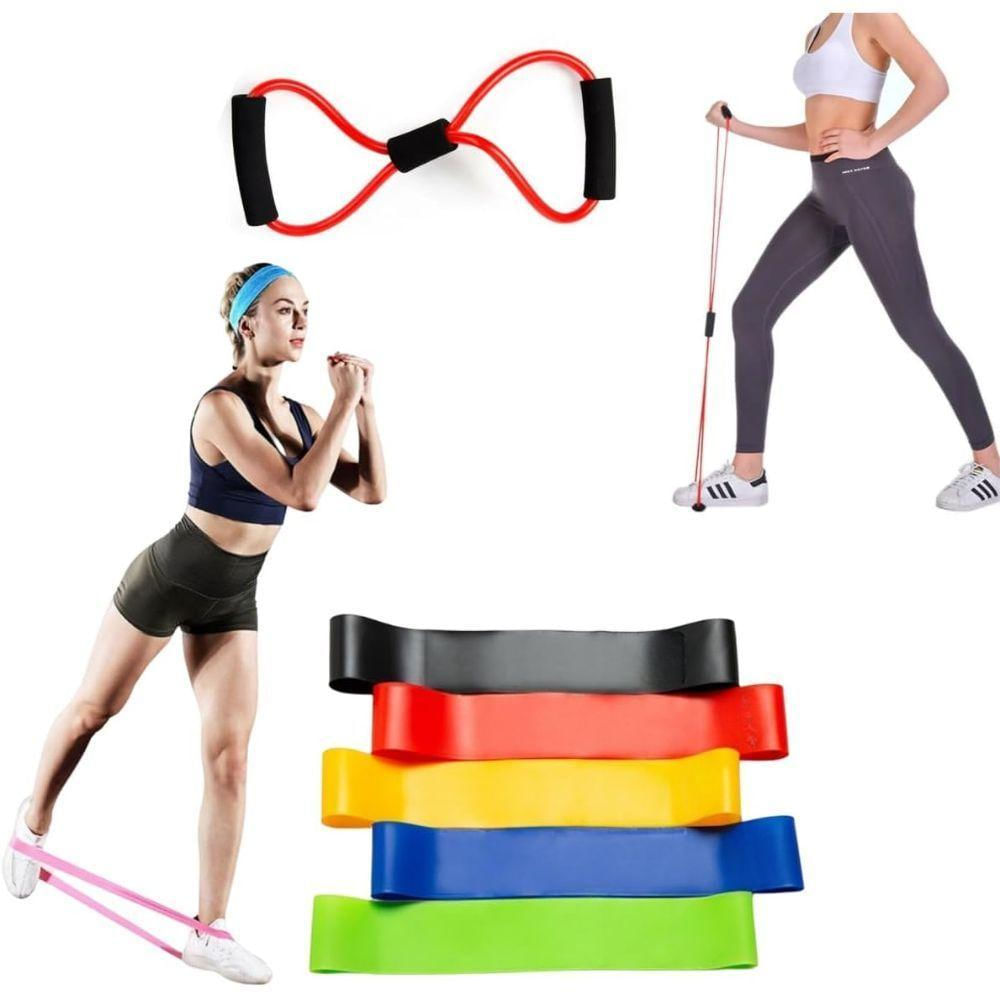 Kit Elástico Extensor Para Exercicio E Conjunto 5 Faixa Elastica Thera Band Treino Em Casa