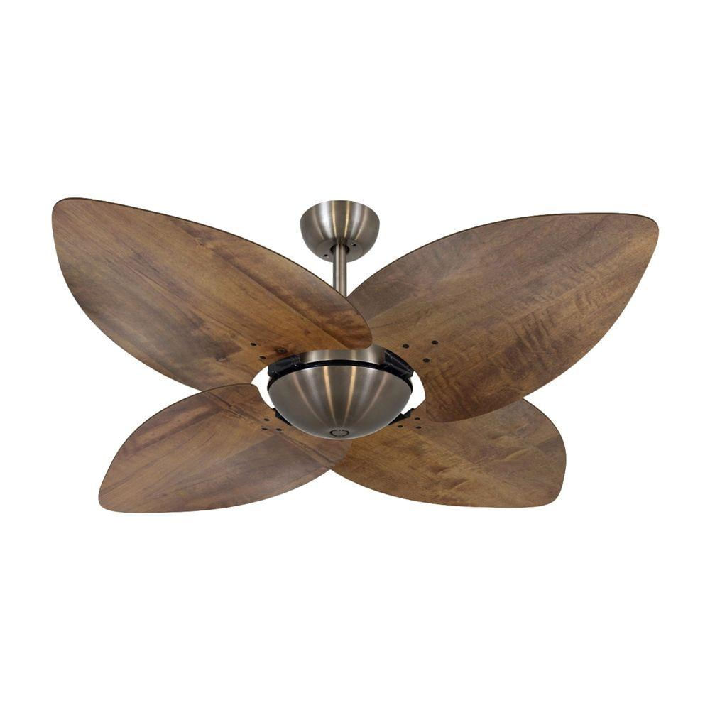 Ventilador De Teto Bronze 4 Pás Rádica Imbuia 127V