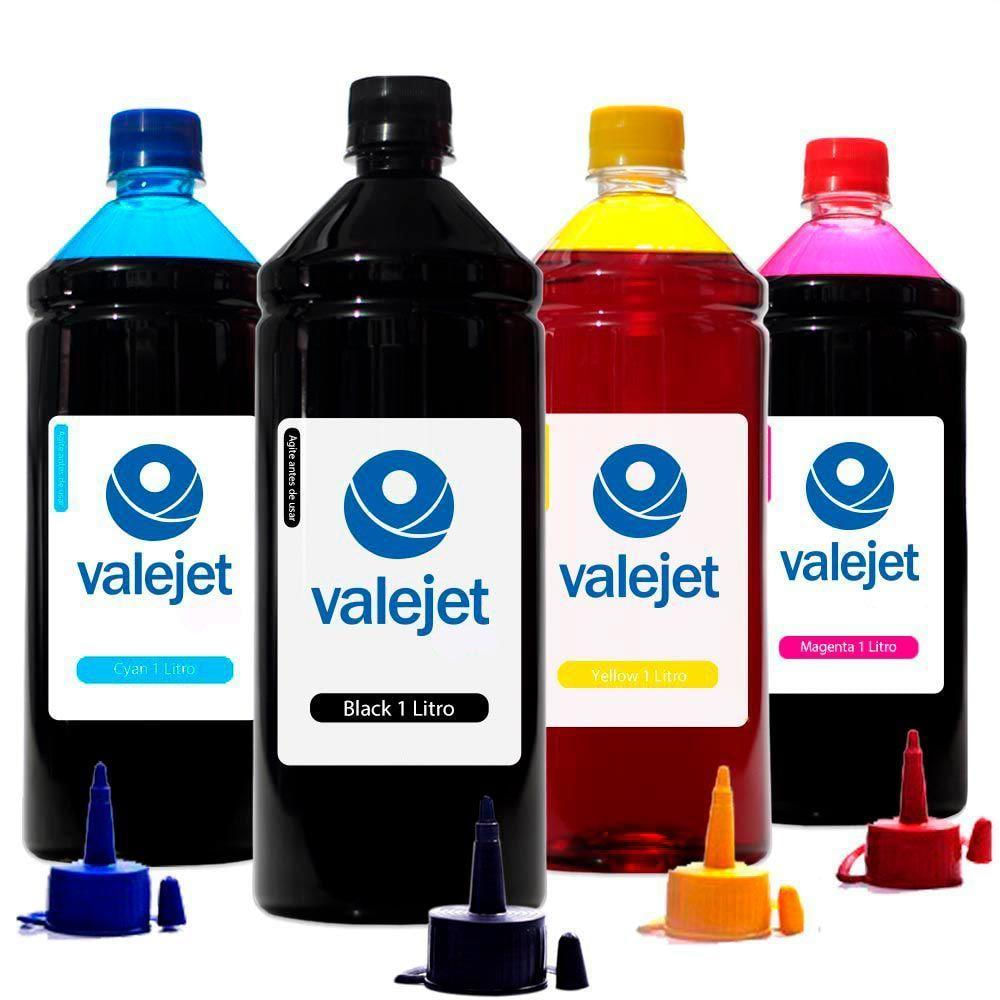 Kit 4 Tintas Para Epson L495 Bulk Ink Cmyk 1 Litro Corante Valejet
