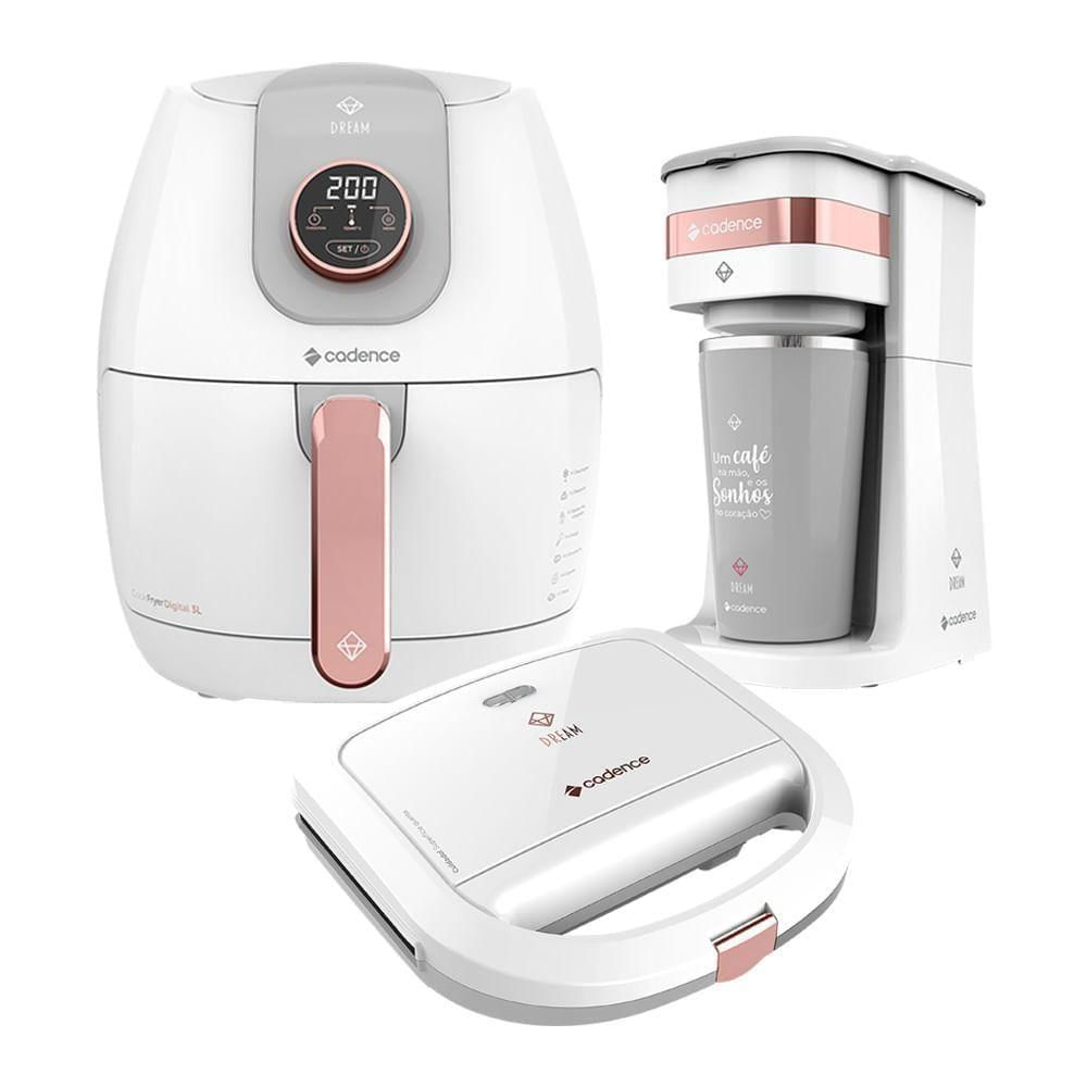 Kit Cadence Dream Rosé Gold Fritadeira Cafeteira Sanduicheira 127V
