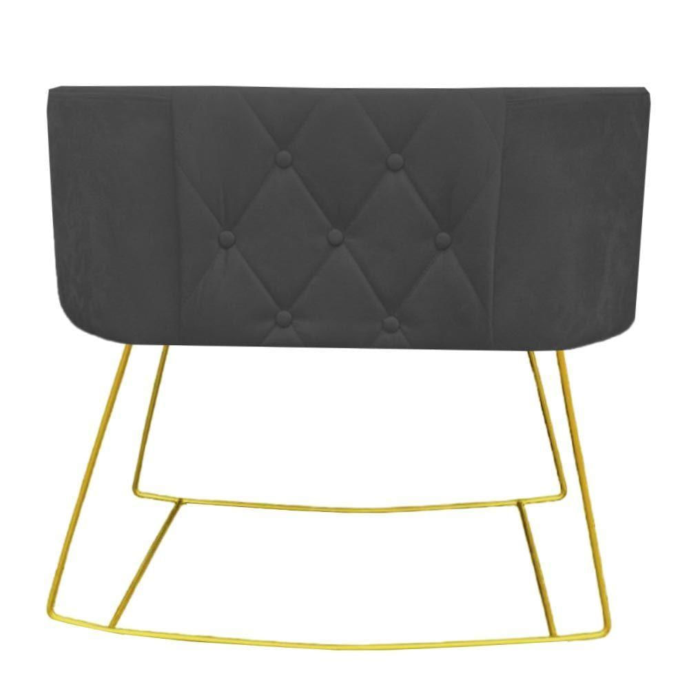 Mini Berço Aconchego Com Balanço Suede Grafite D'classe Decor