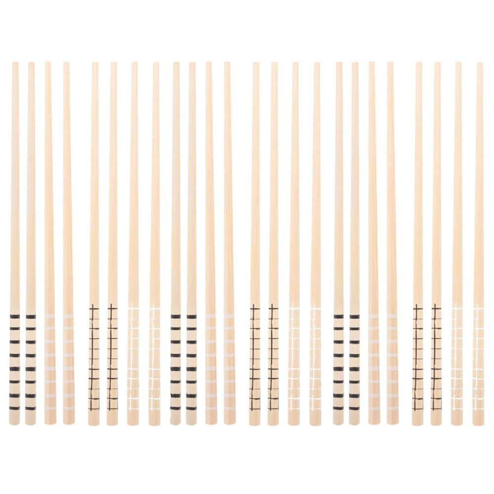 Kit 12 Hashis de Bambu Palitos de Comida Japonesa Sushi 24cm Estampas Geométricas