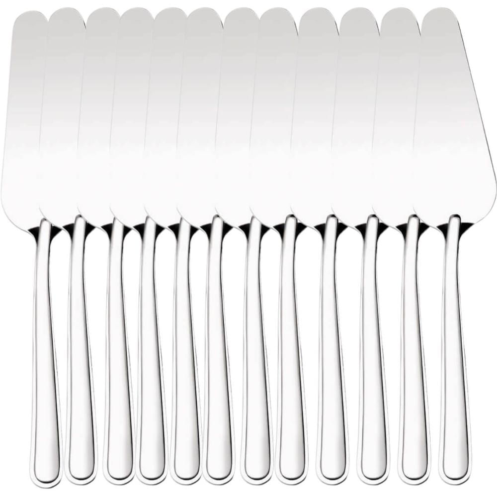 Kit 12 Espátulas Pá para Cortar Bolo 23cm Inox Cortadora de Fatia Torta Pizza Culinária Taumer