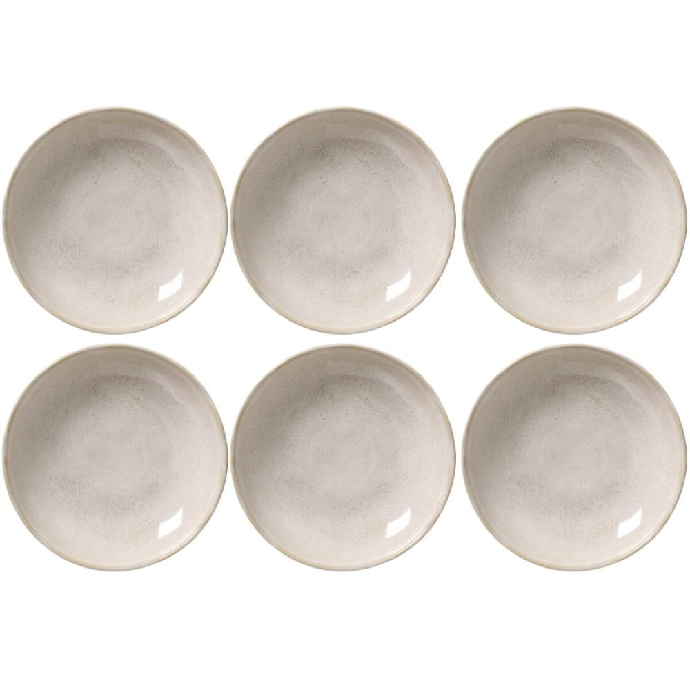 Jogo 6 Pratos Fundos Porto Brasil Bio Latte 22cm Cerâmica Off White Feijoada Caldos Cremes