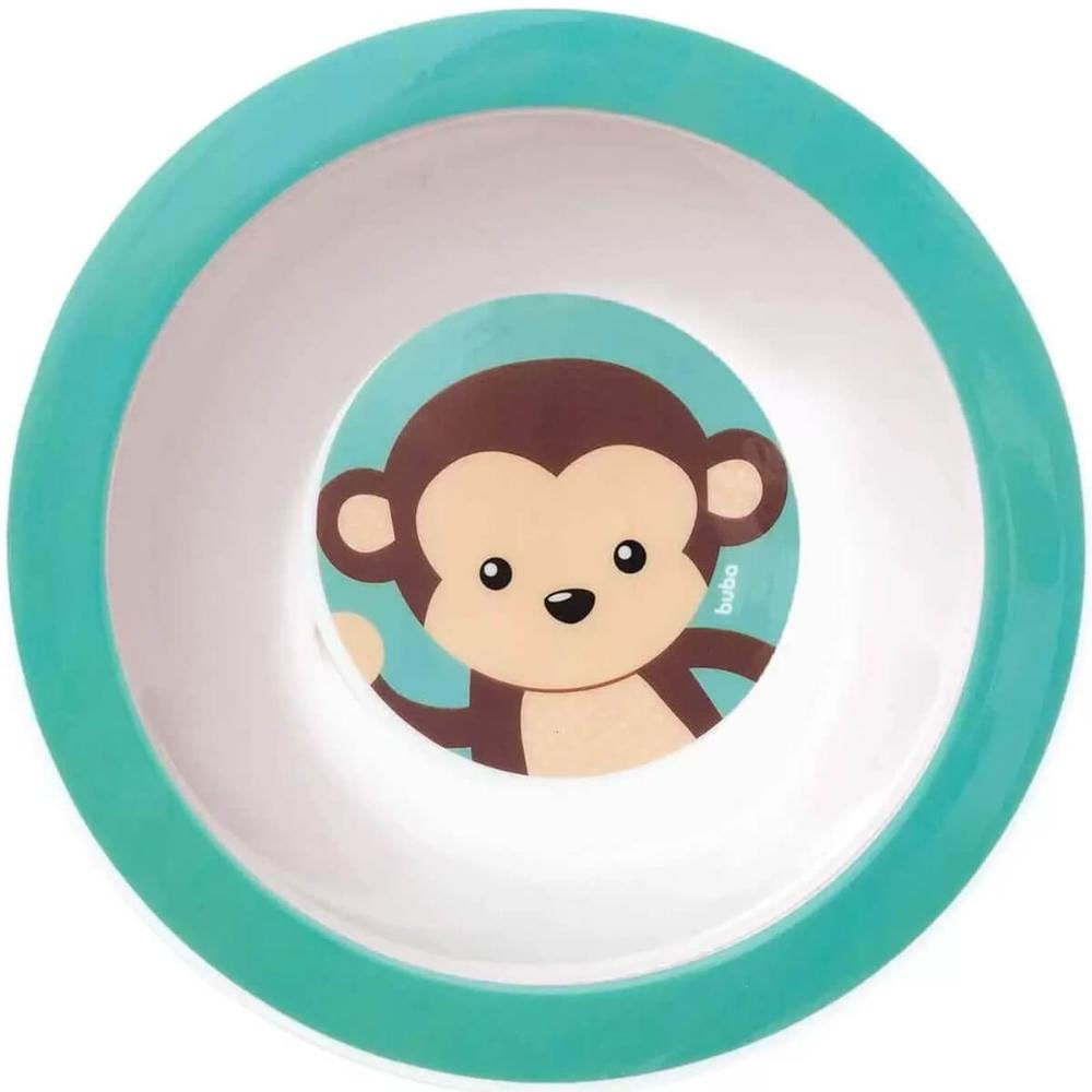 Tigela para Bebê Animal Fun Buba Macaquinho 16,5cm Bowl Infantil Fundo Redondo
