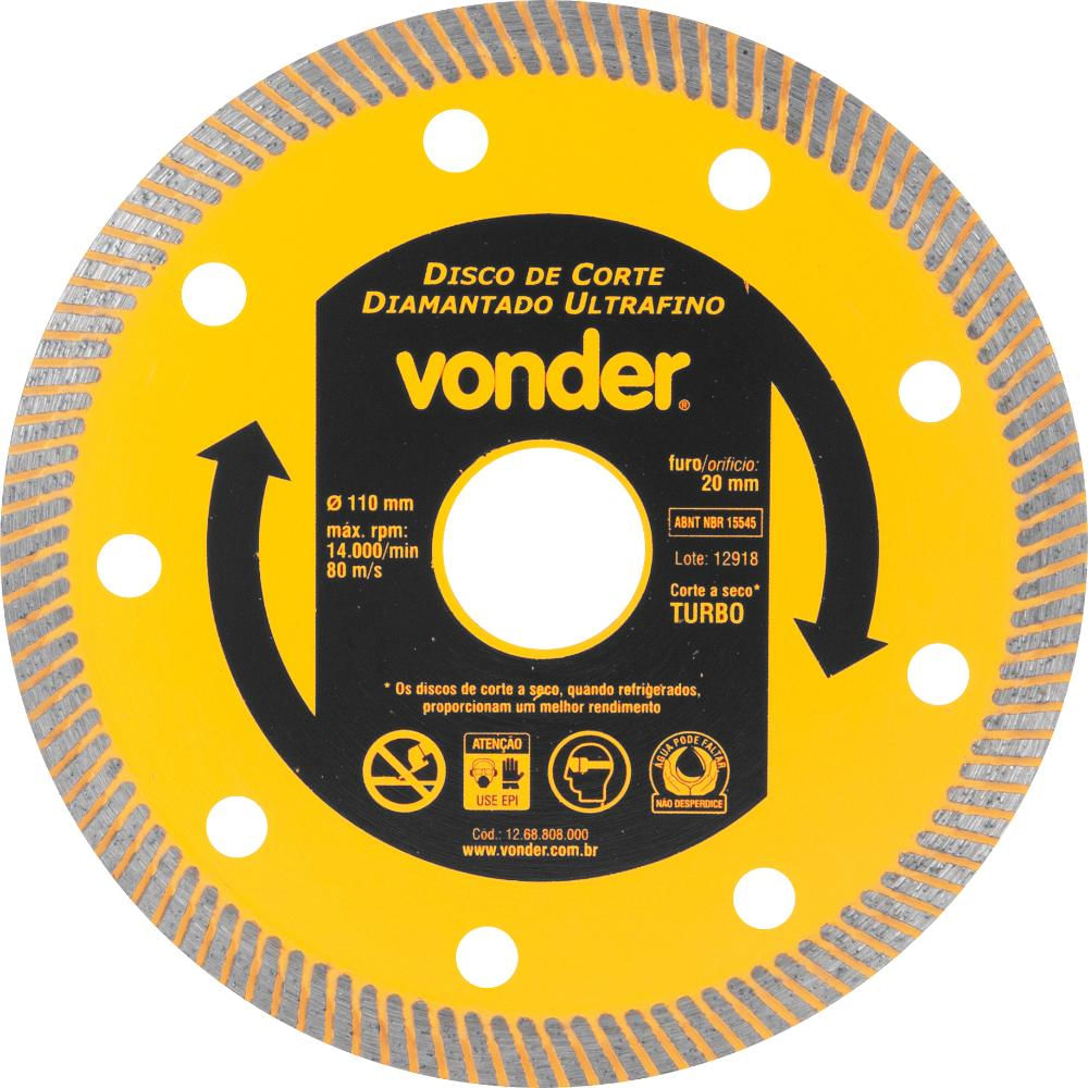 Disco de corte diamantado 110 mm para porcelanato ultrafino VONDER