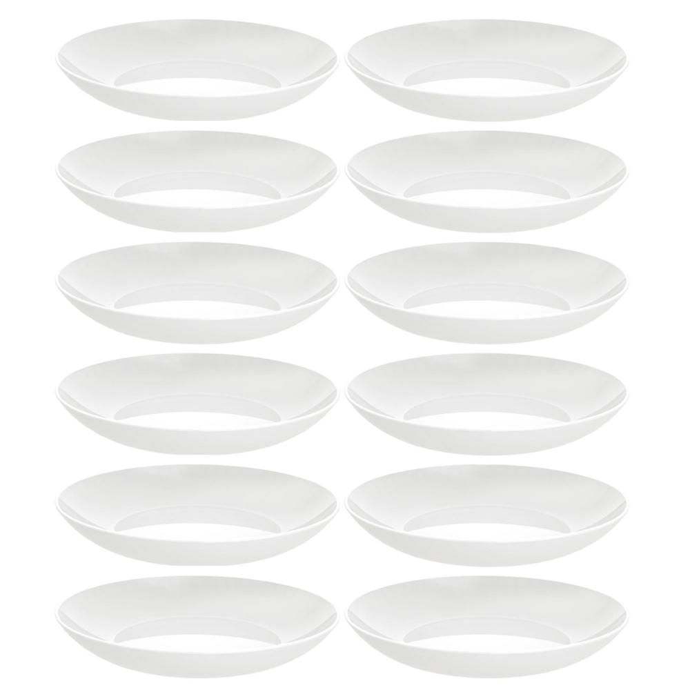 Kit 12 Pratos Fundos Tramontina de Porcelana Brancos 22cm Sophia Sopas Caldos Restaurantes