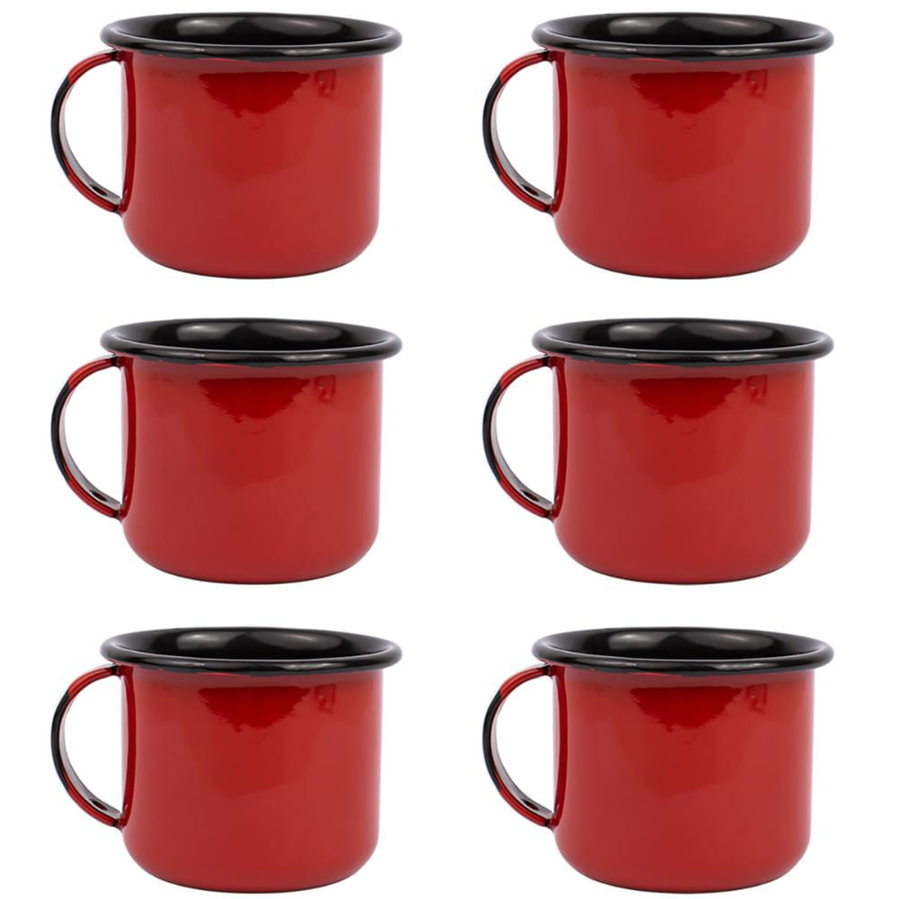 Jogo 6 Canecas Esmaltadas Pequenas Com Alças 90ml Xícaras Ágata Para Café