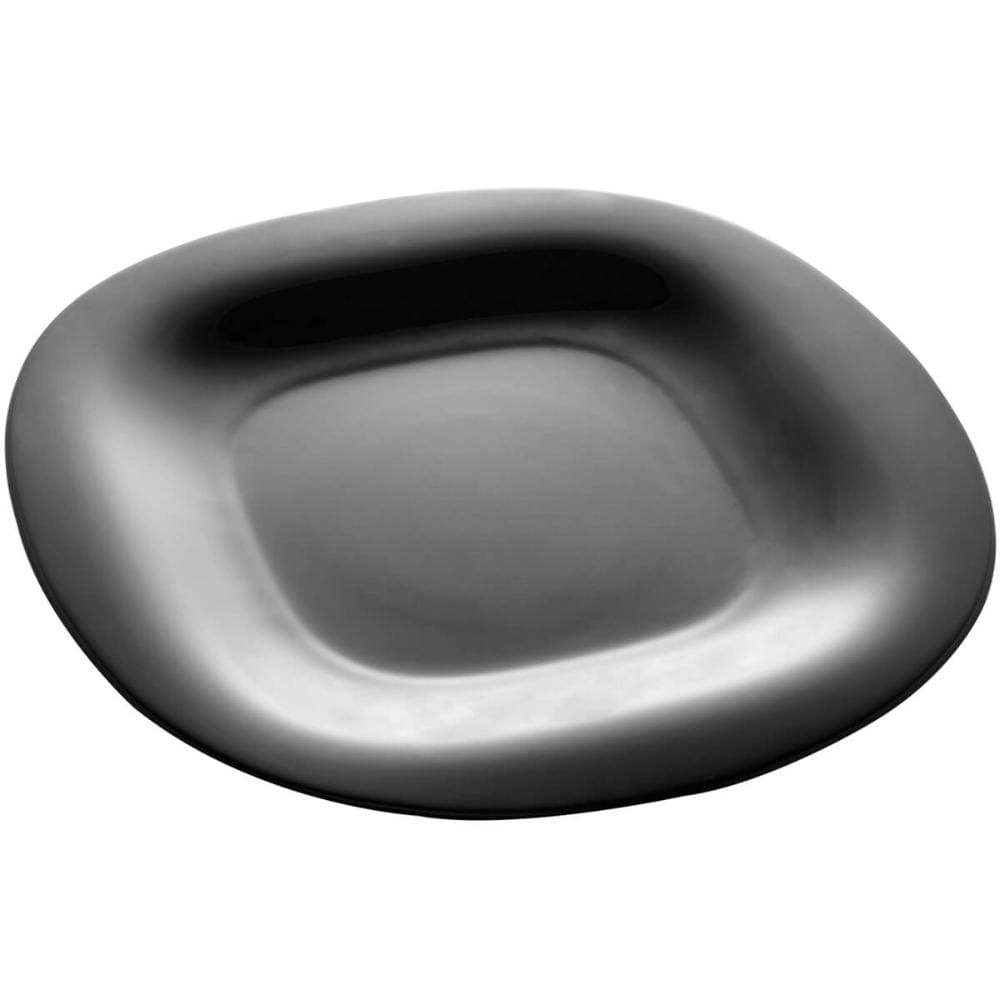 Prato Raso de Vidro Opalino 27cm Carine Black Lyor Quadrado Brilhante para Servir Mesa Posta