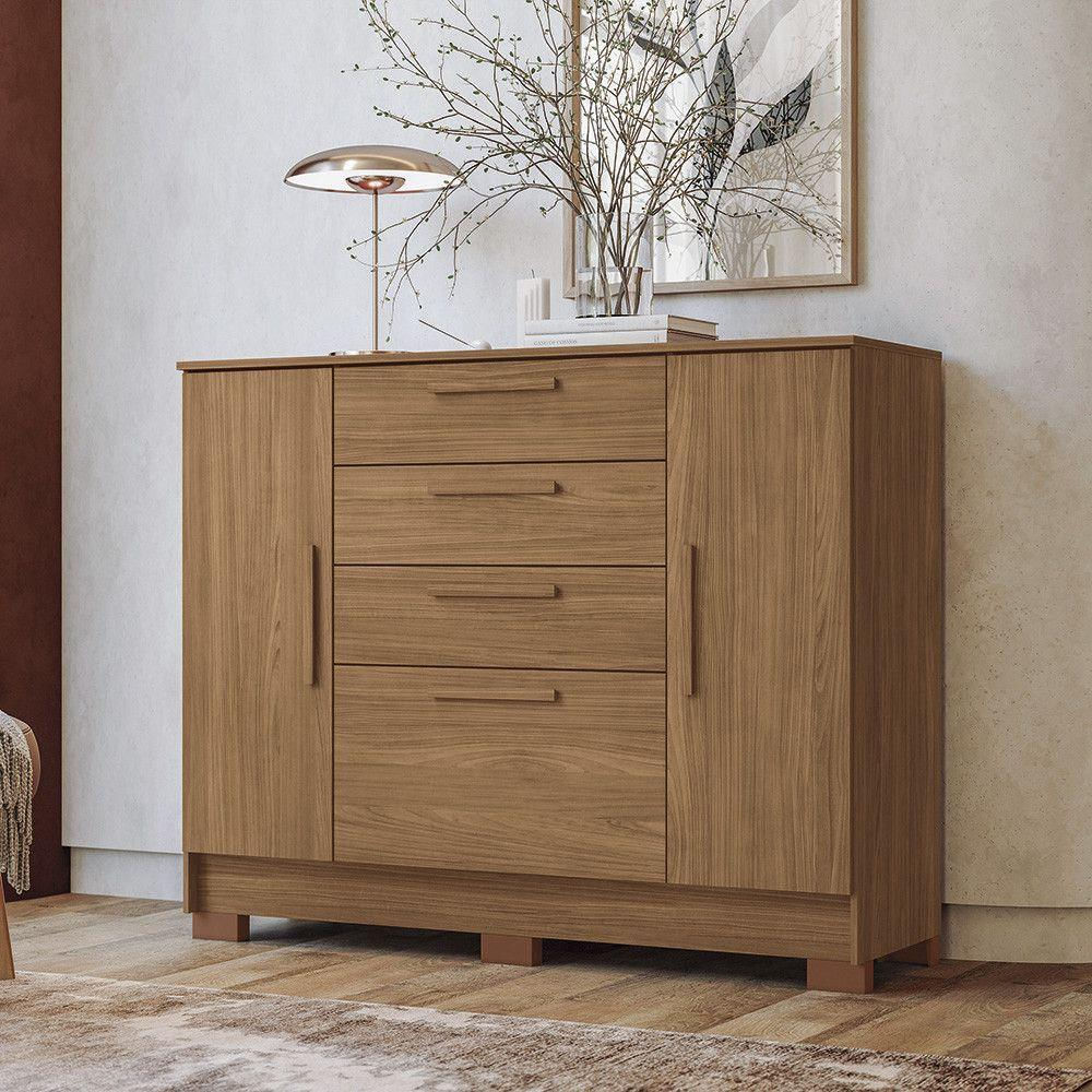 Cômoda 130,20cm 2 Portas E 4 Gavetas Eliot Estilo Mm Jatoba.