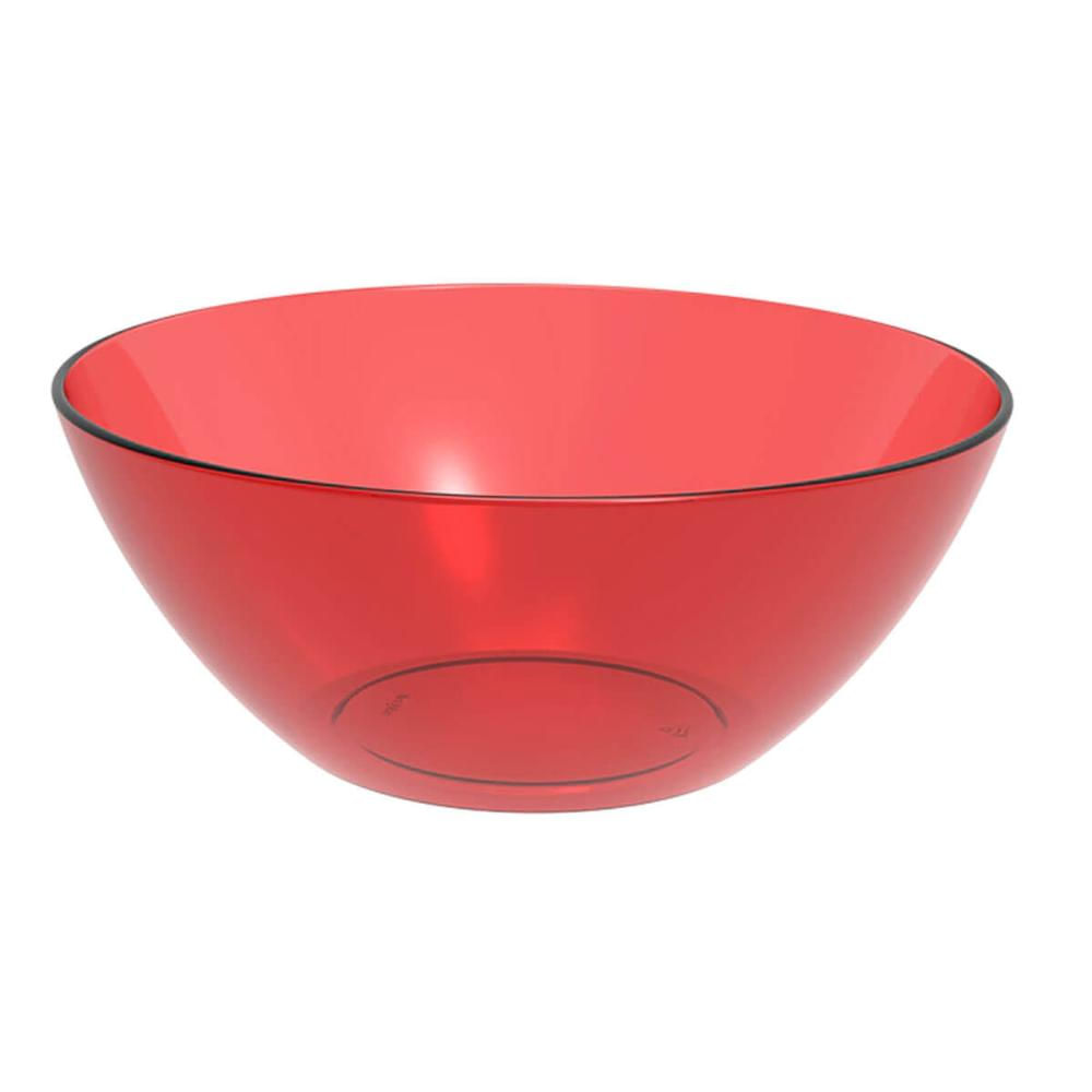Tigela Pequena Vermelha Transparente Crippa Travessa Redonda 2,3L Servir Salada Sobremesa