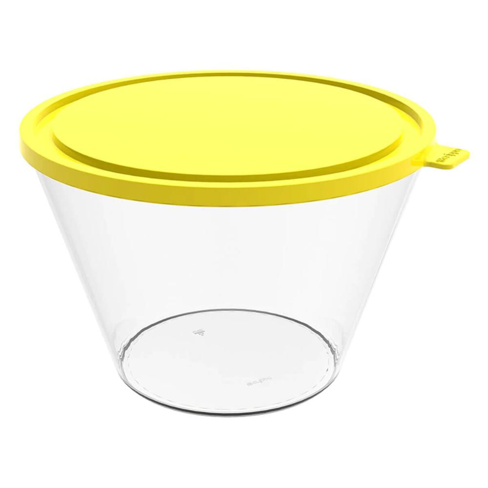 Pote com Tampa 3,8L Redondo Crippa Porta Mantimentos Transparente e Amarelo Plástico