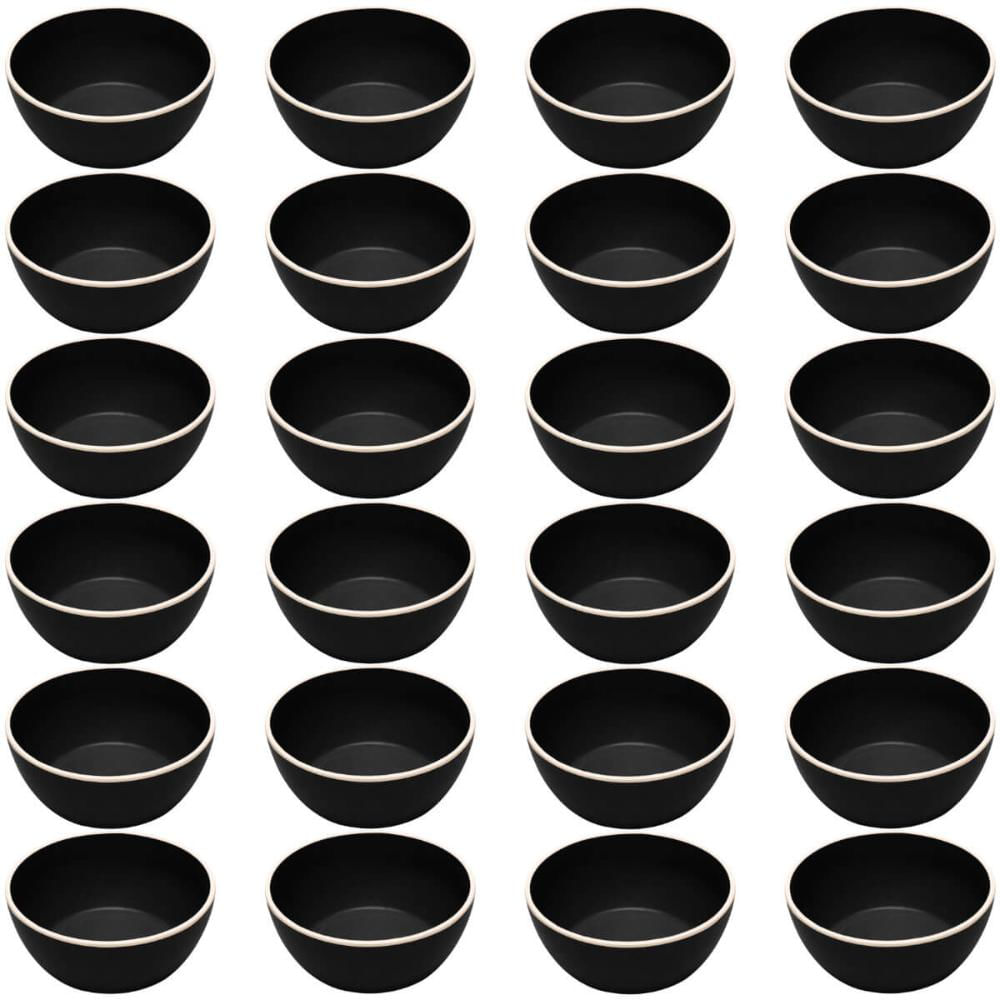 Kit 24 Bowls Melamina Cumbuca 600ml Preto Class Wolff Tigela Sopa Sobremesa Porções Sopas