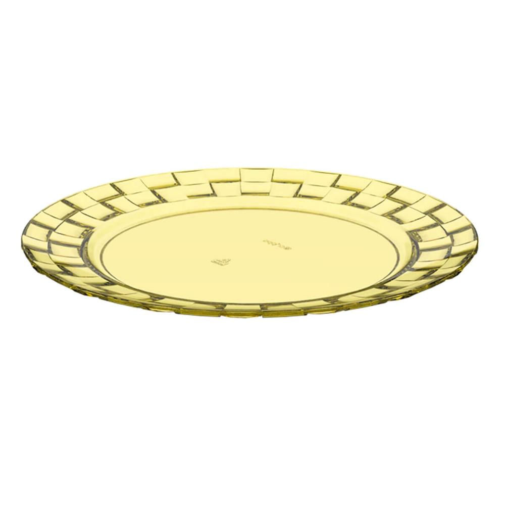 Prato Médio Amarelo Crippa Bandeja para Servir Mesa Posta Porções Aperitivos