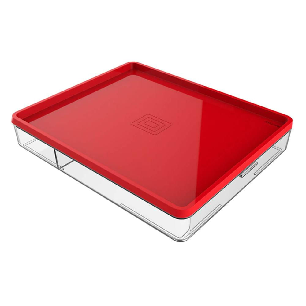 Pote com Divisórias e Tampa 1L Crippa Marmita Retangular 23,5x19x4,5cm Vermelho