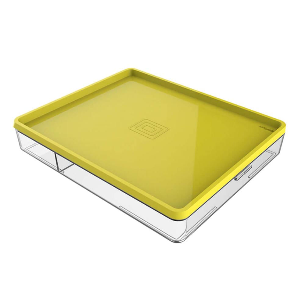Pote com Divisórias e Tampa 1L Crippa Marmita Retangular 23,5x19x4,5cm Amarela