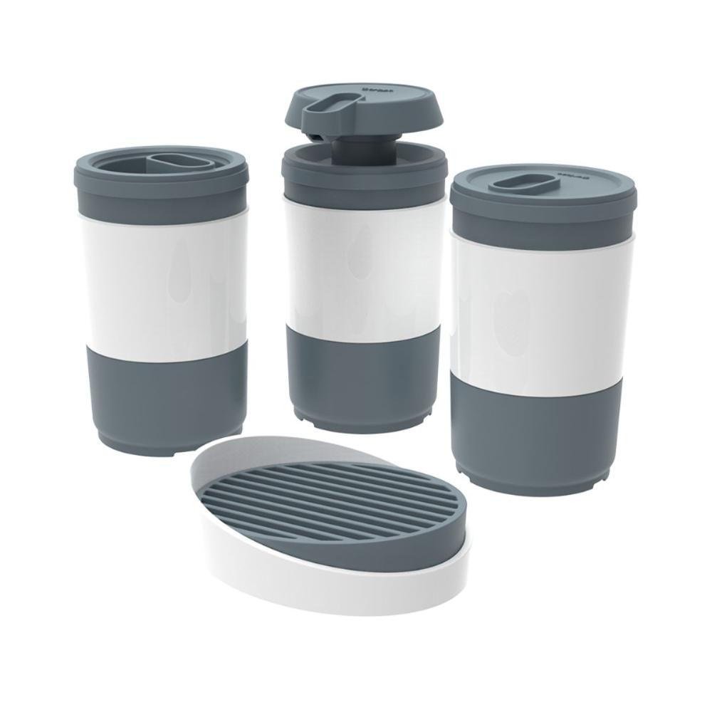 Kit 4 pç Grafite Porta Escova Algodão Sabonete Líquido Barra Conjunto para Banheiro Code Crippa