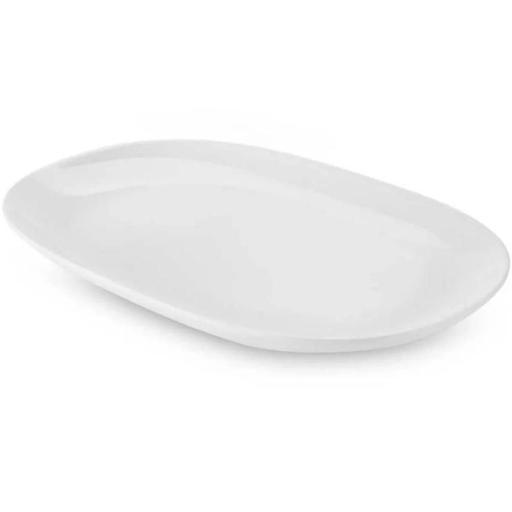 Travessa Melamina Oval Rasa Buffet Branca 34x22cm Bandeja de
