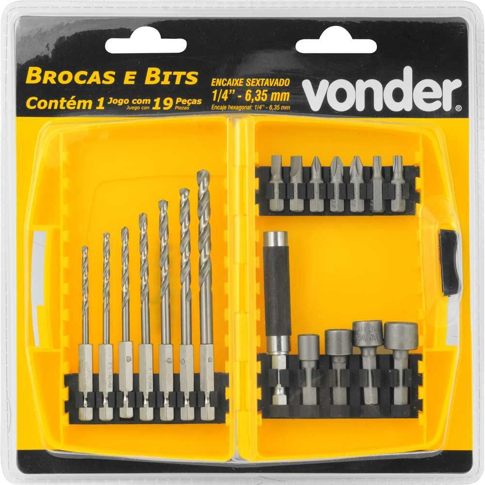 Jogo combinado brocas e bits com 19 peças VONDER