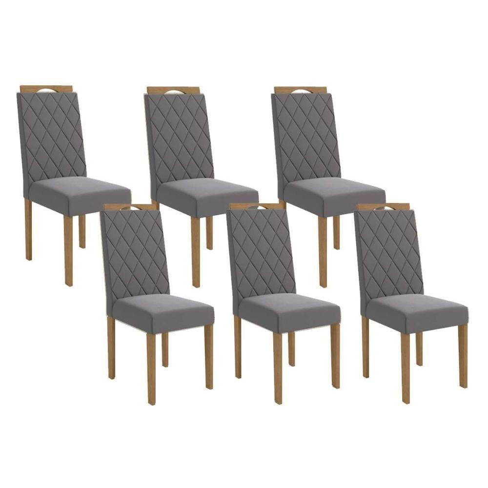 Kit 6 Cadeiras De Cozinha 2cad152ea 6 Un Eucalipto Suede Cinza Titanio A050
