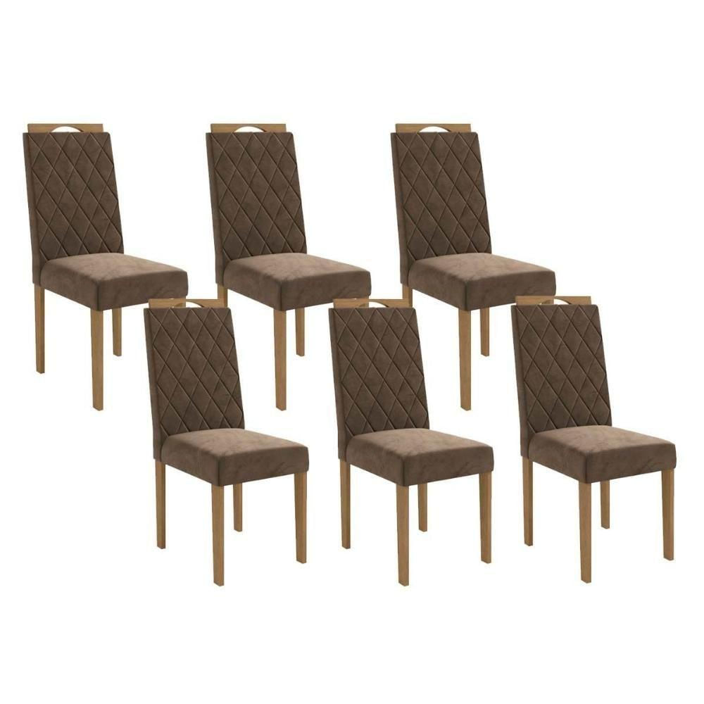 Kit 6 Cadeiras Sala Jantar 2cad152ea 6 Un Eucalipto Suede Marrom A033