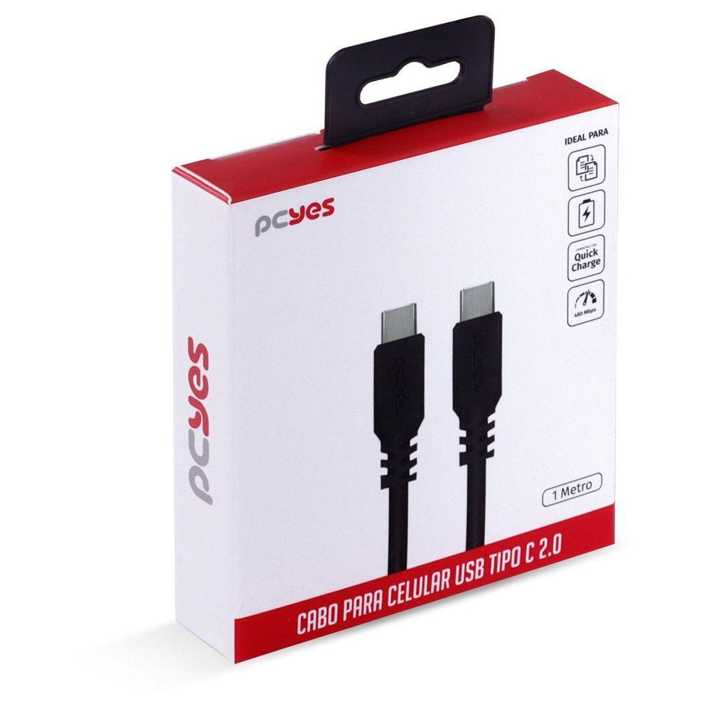 Cabo Usb Tipo C 2.0 Para Usb Tipo C 2.0 1m Preto - Pucp-01
