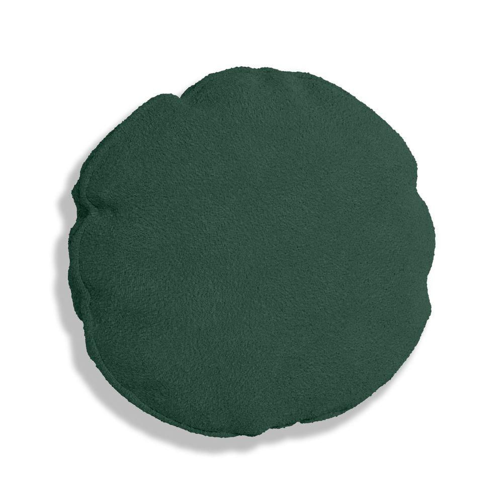 Almofada Bolacha Redonda Cookie Veludo Verde Escuro