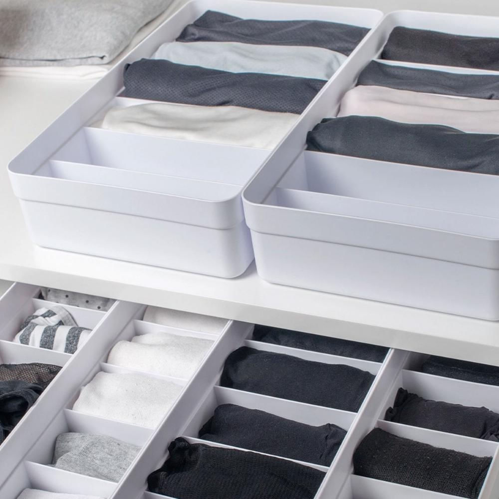 Encontraproduto.com.br - Conjunto 4 Organizadores Gavetas Colmeias Organizadoras com 6 Divisórias Camisetas OU Branco