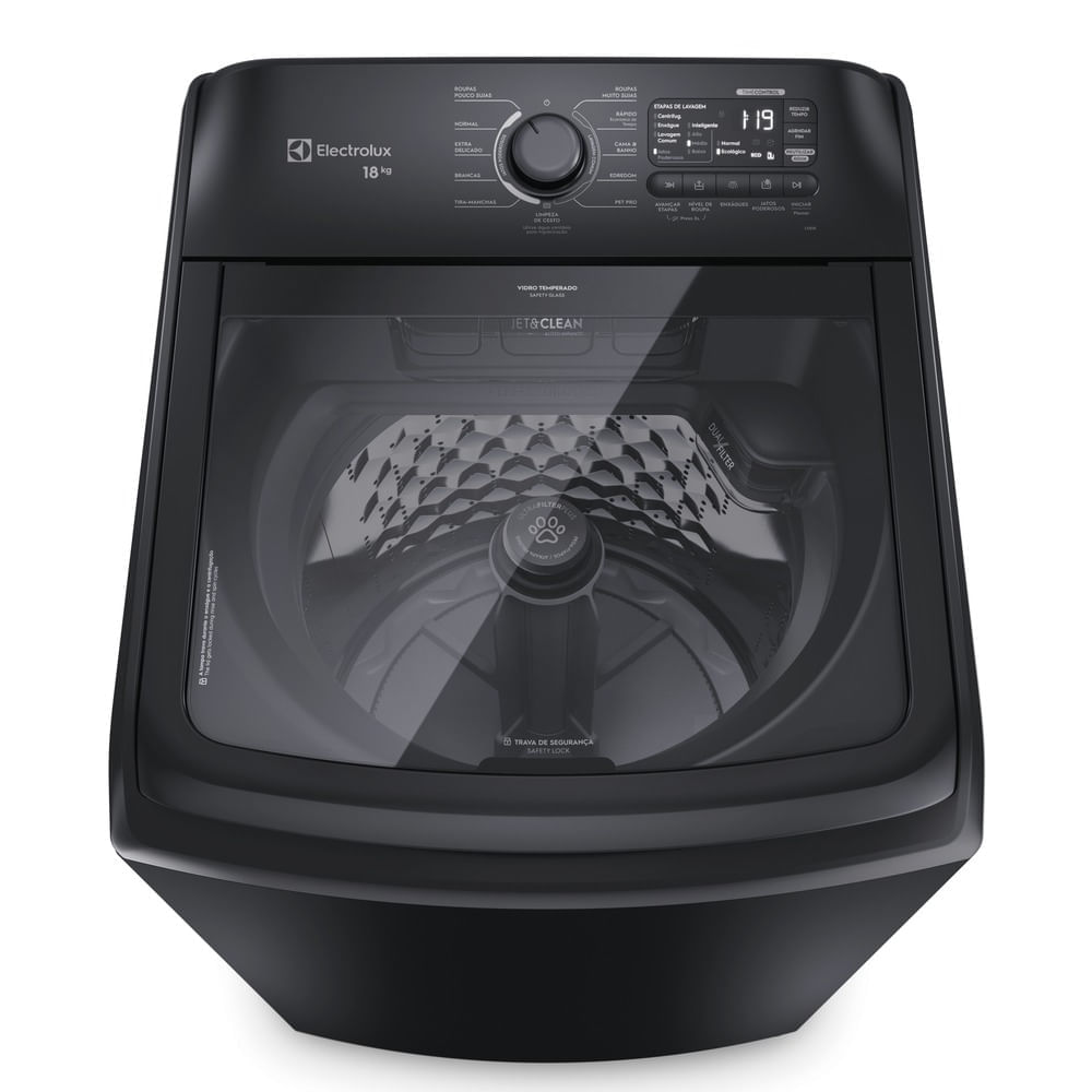 Máquina de Lavar Electrolux 18Kg Preta Expert Tripla Filtragem e Jatos Poderosos (LEB18)