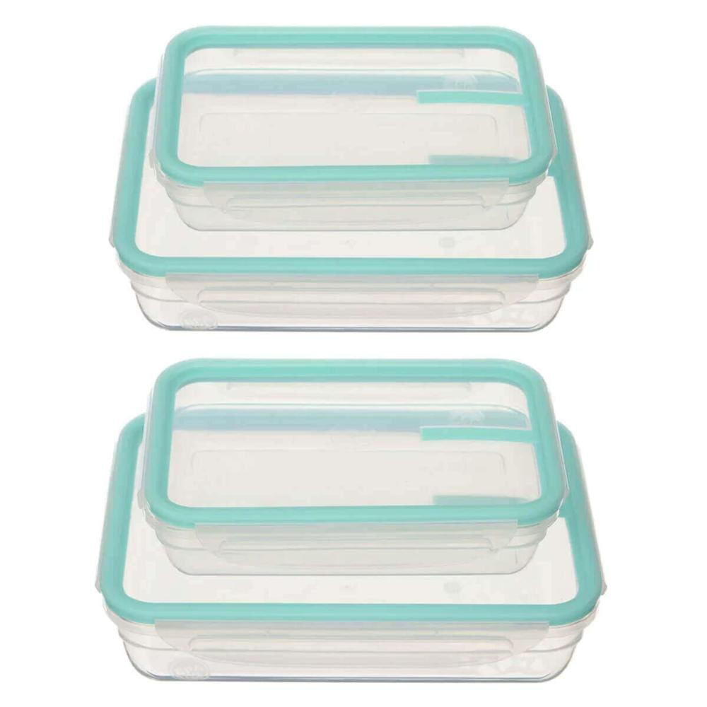 Conjunto de Potes Herméticos 4 Peças Freshy 820ml e 1,6l Potes Retangulares Verde Sanremo