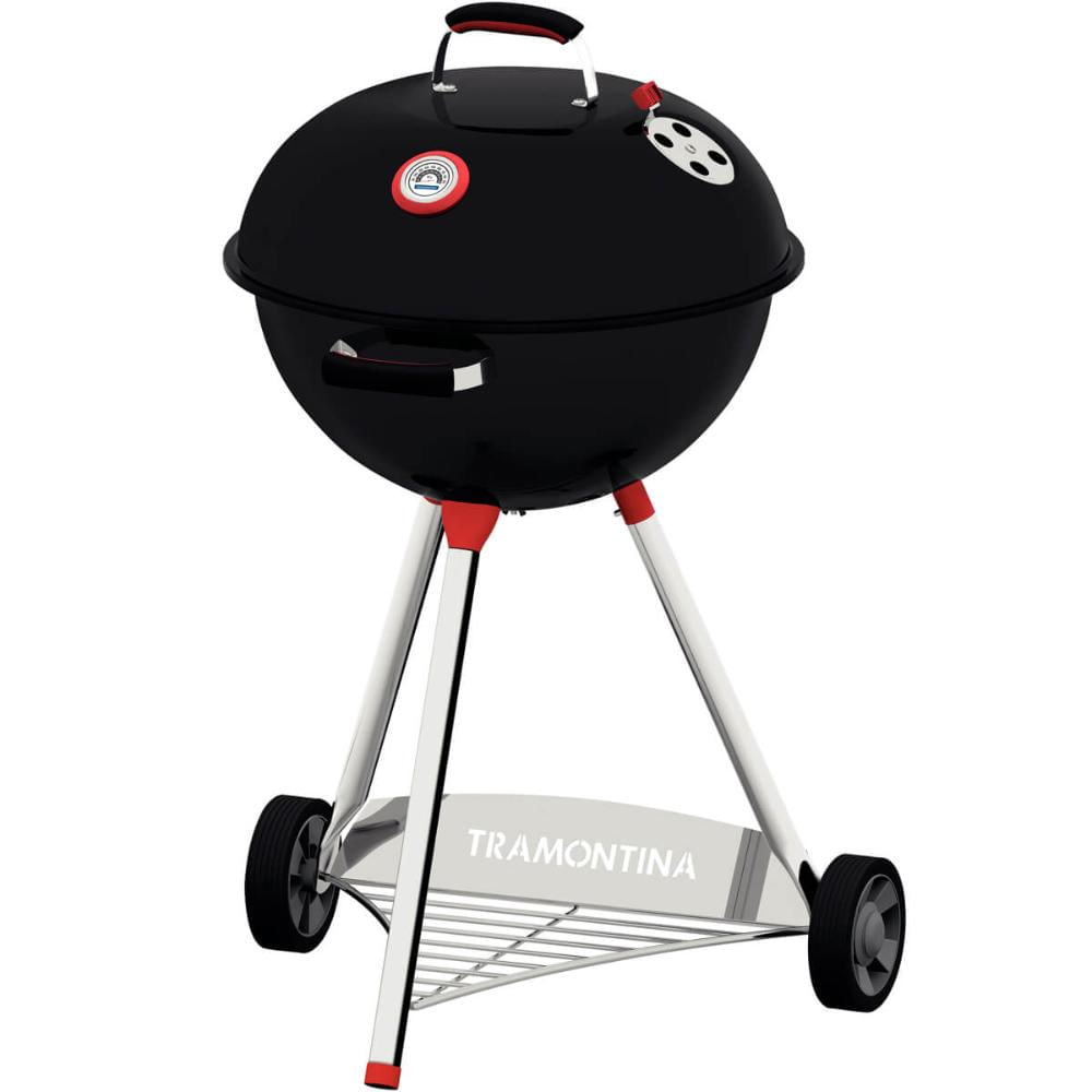 Churrasqueira Tramontina de Aço Esmaltado a Carvão TCP-560L Bafo Grelha de Inox com Rodas e Tampa