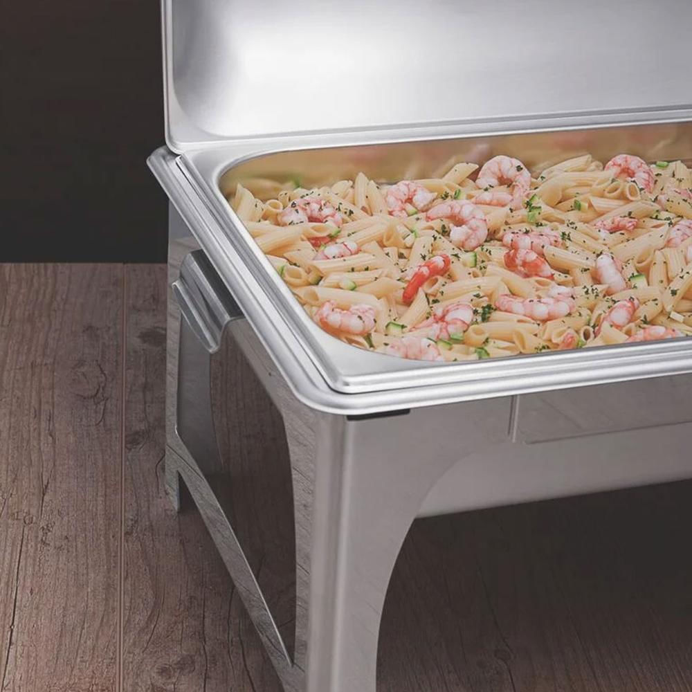 Rechaud Banho Maria Retangular Tramontina 9L Cuba GN 1/1 Inox Tampa Removível Gastronômico Restaurante Hotel