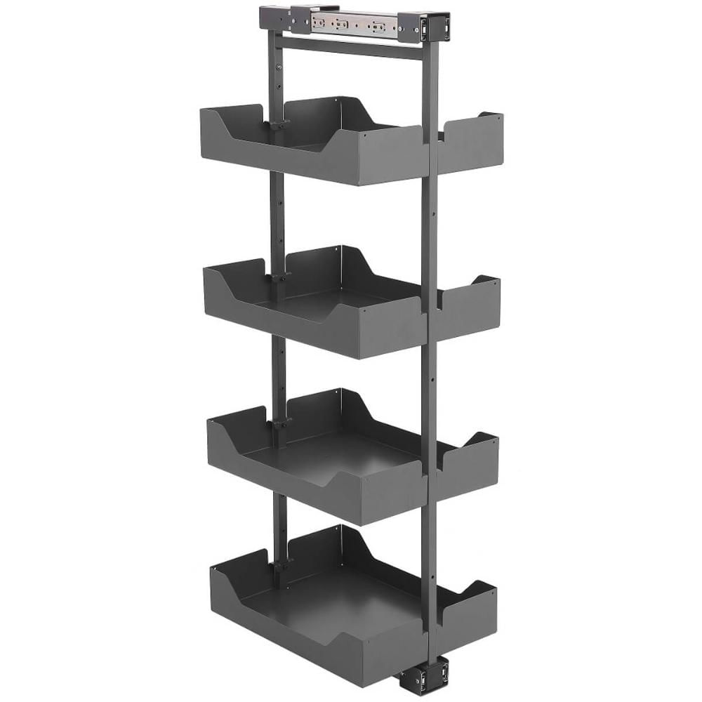 Coluna Deslizante Masutti Alta 33x48x152cm 4 Bandejas Ajustáveis Organizador Cinza Cozinha